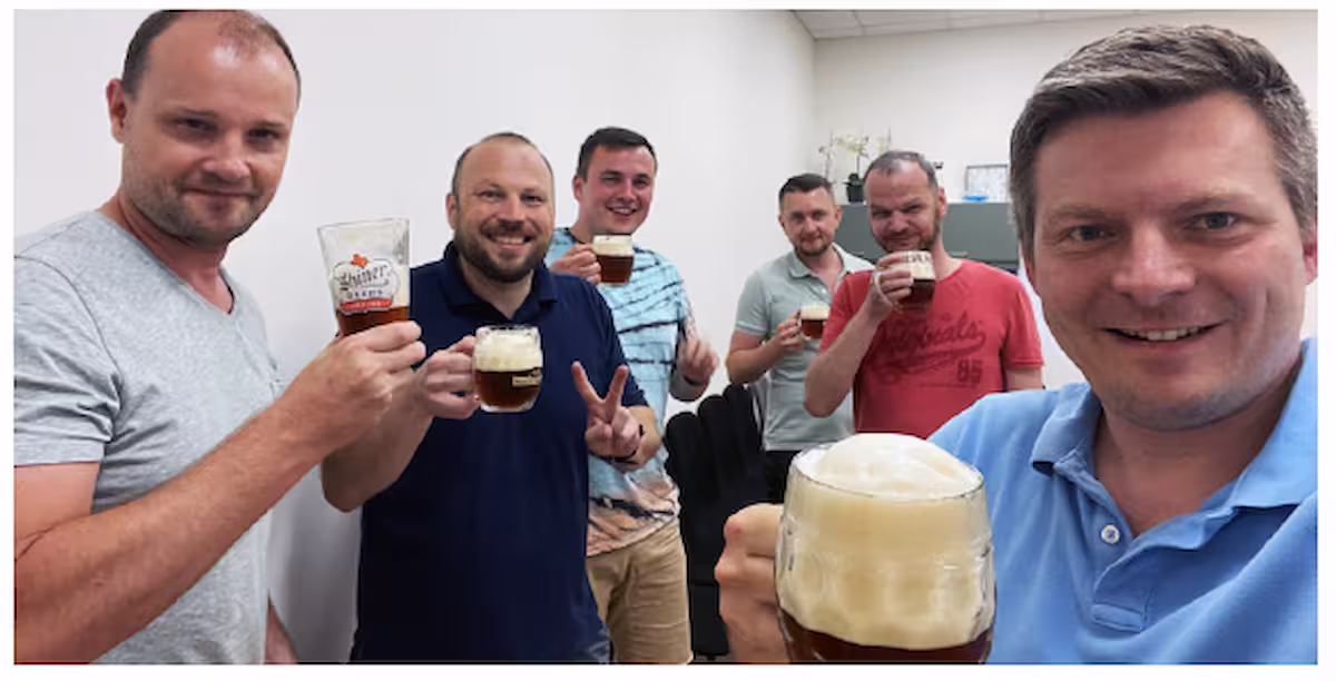 Flowmeter Integration Showing Volume Data (of Beer Keg) into a Video Feed from the AXIS Camera - guys with beers