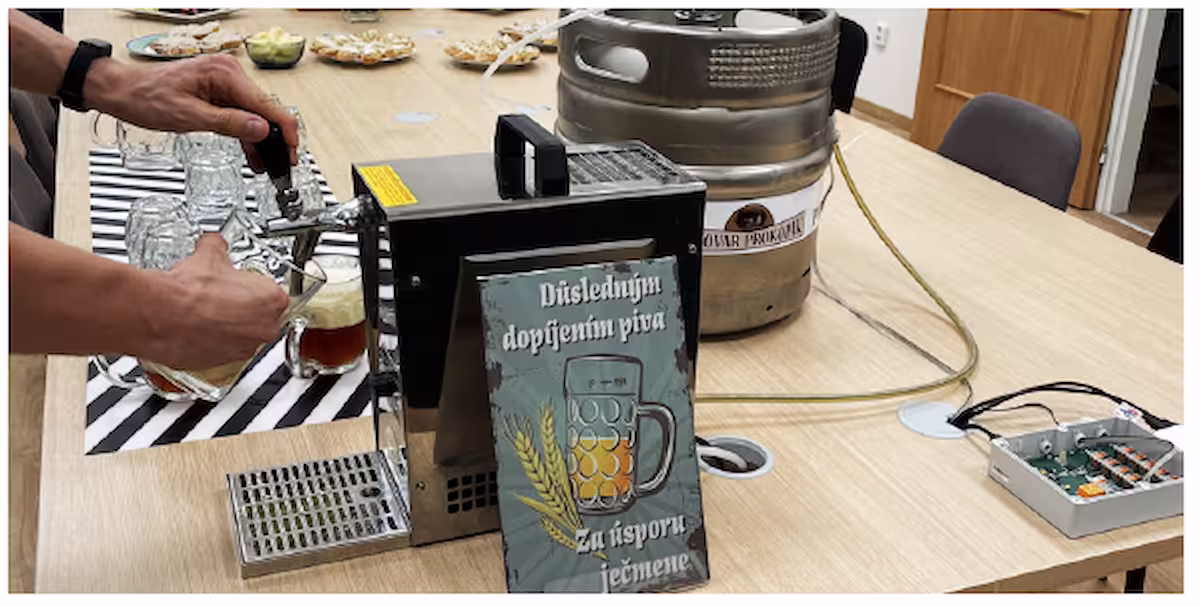 Flowmeter Integration Showing Volume Data (of Beer Keg) into a Video Feed from the AXIS Camera - beer tap