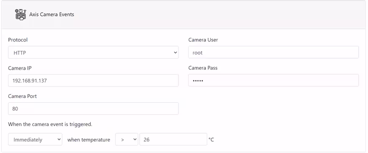 USB Thermometer Data in Video & Events Triggering to VMS Using AXIS D3110 Connectivity Hub - axis camera events