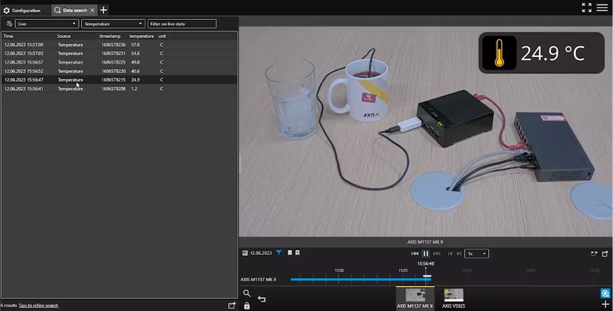 USB Thermometer Data in Video & Events Triggering to VMS Using AXIS D3110 Connectivity Hub - what is the result